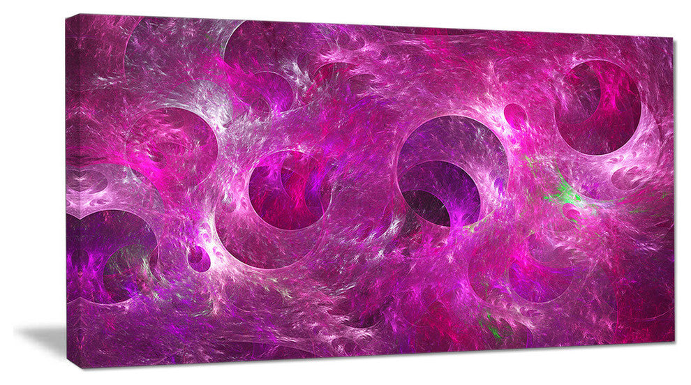 Dark Pink Fractal Glass Texture, Oversized Abstract Canvas Art Print, 60x28