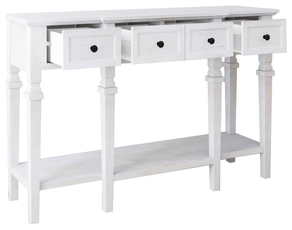 30" Tall MDF 4-Drawer Console Table in White