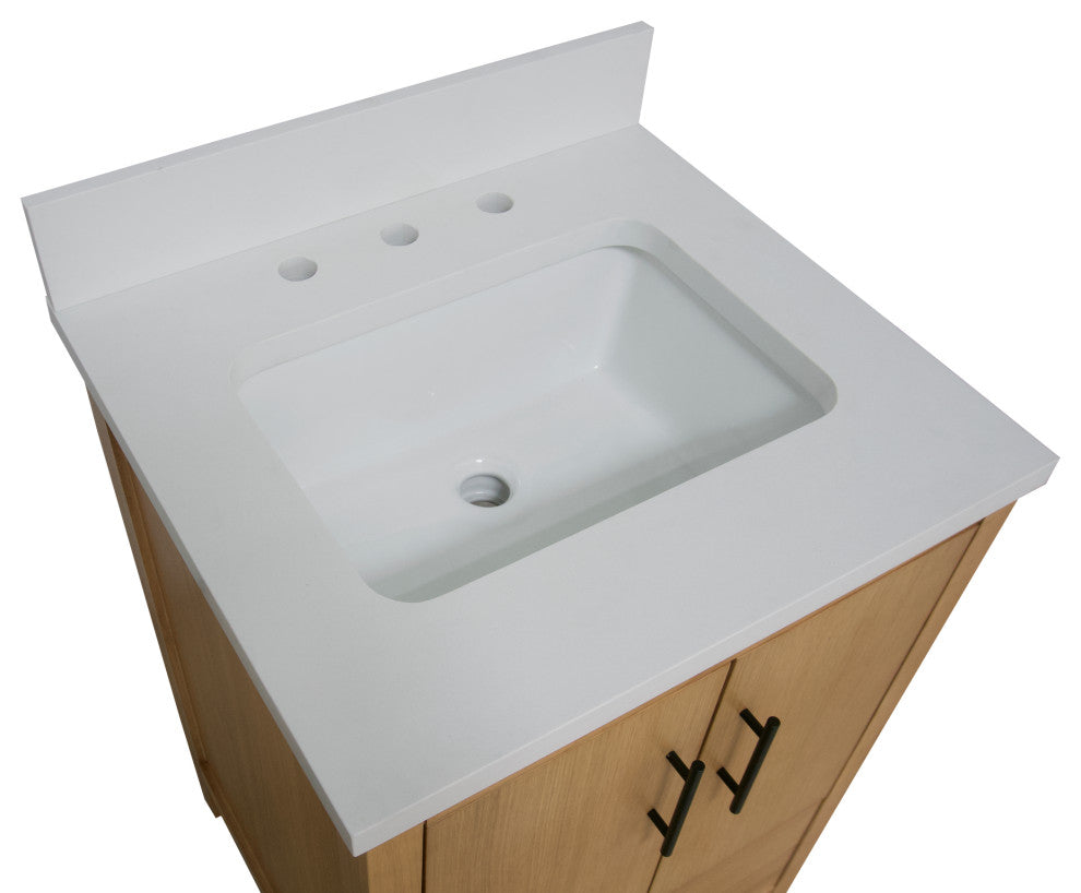 California 24" Bathroom Vanity, Blonde, Matte White