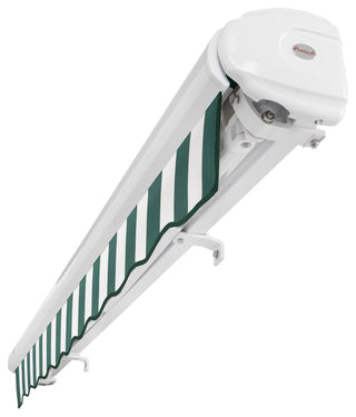 Awntech 20x10' Full Cassette Left Motor Acrylic Retractable Awning, Forest/White