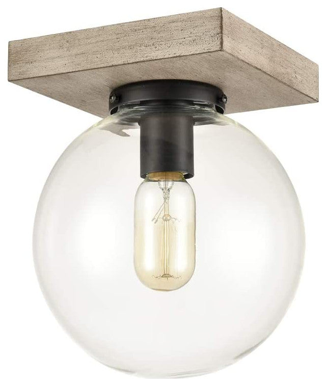 Industrial Glass Ceiling Lamp, Globe, Flush Mount