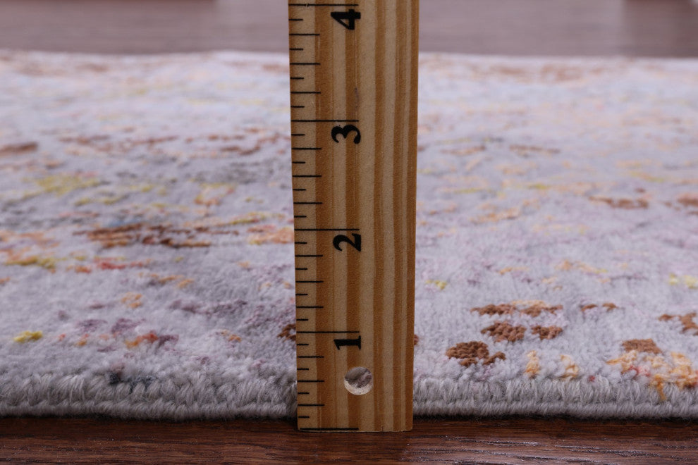 2' 7" X 13' 10" Wool and Silk Modern Handmade Runner Rug Q9263