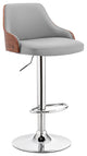 Gray Faux Leather Adjustable Modern Bar Stool