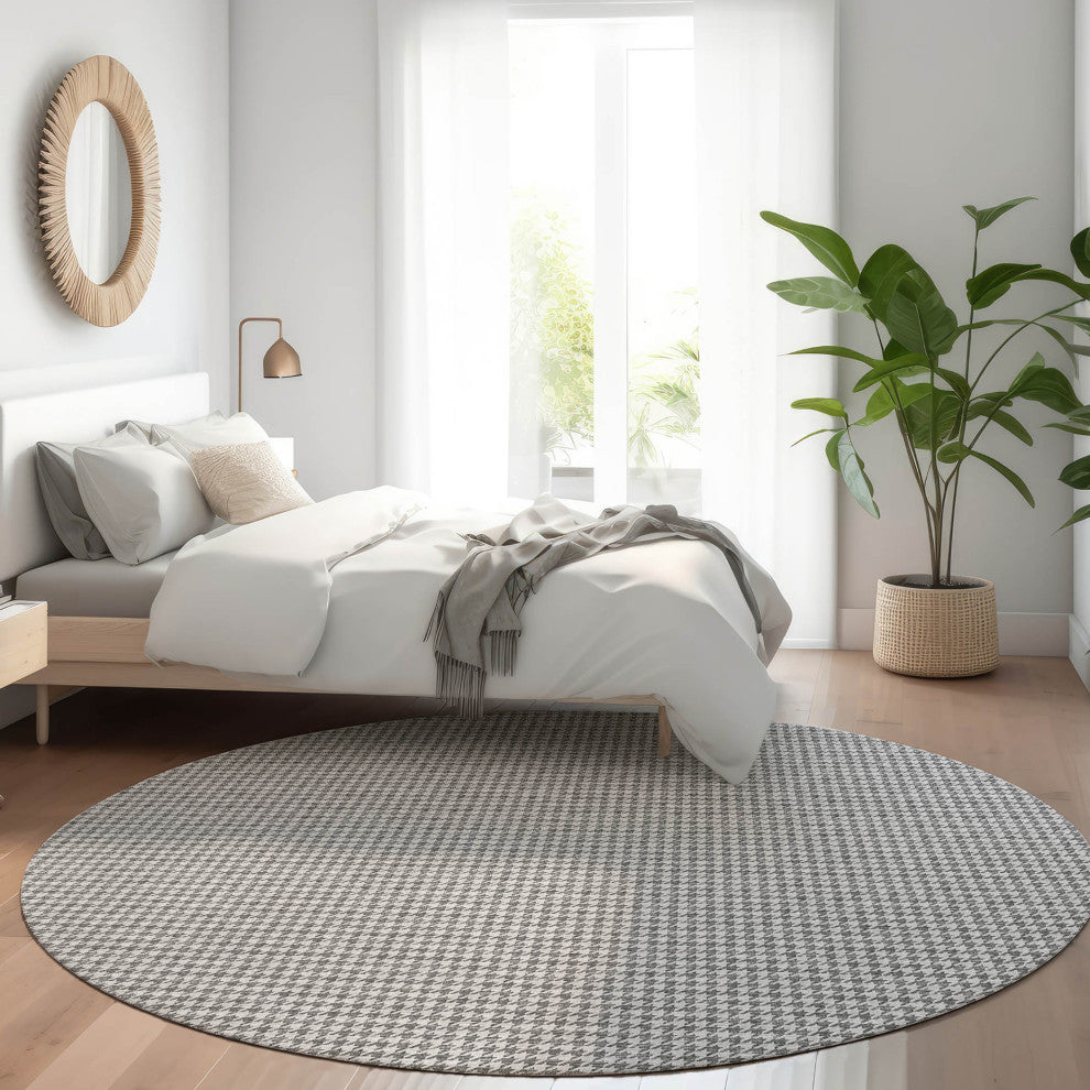 Indoor/Outdoor Hinton HN1 Grey Machine Washable 10' x 10' Rug