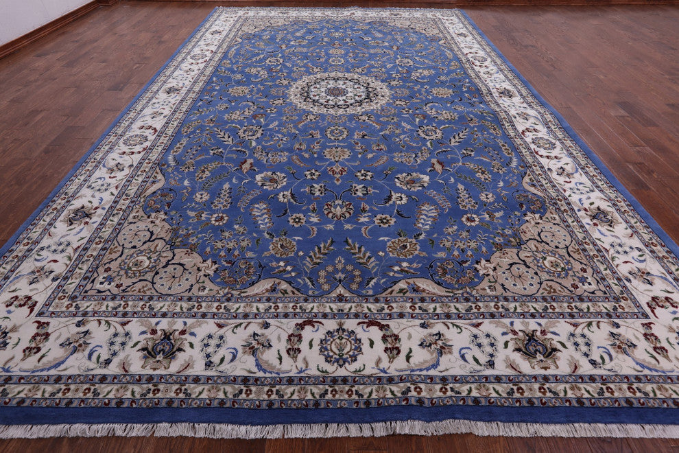 Persian Nain Wool and Silk Hand Knotted Rug 10' 7" X 17' 4" Q9338