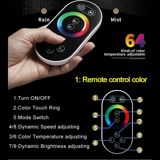 Led Musical Shower System With Hand Shower, Style 3 - Remote Control