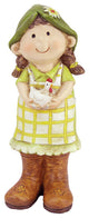 2 Assorted Standing Young Boy and Girl Gnome Outdoor Patio Garden Figures, 10"