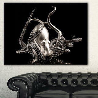 "Silver Octopus" Abstract Digital Art Canvas Print