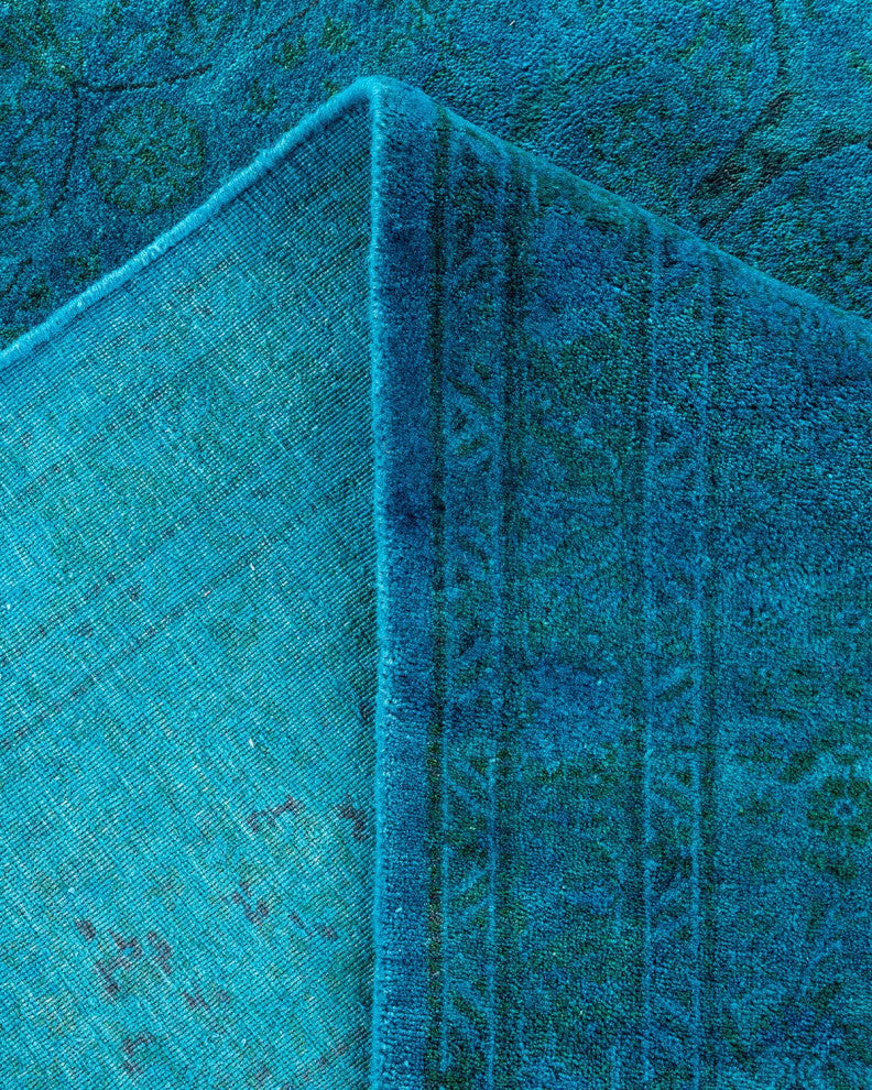 Overdyed, One-of-a-Kind Hand-Knotted Area Rug Blue, 6'1"x8'10"