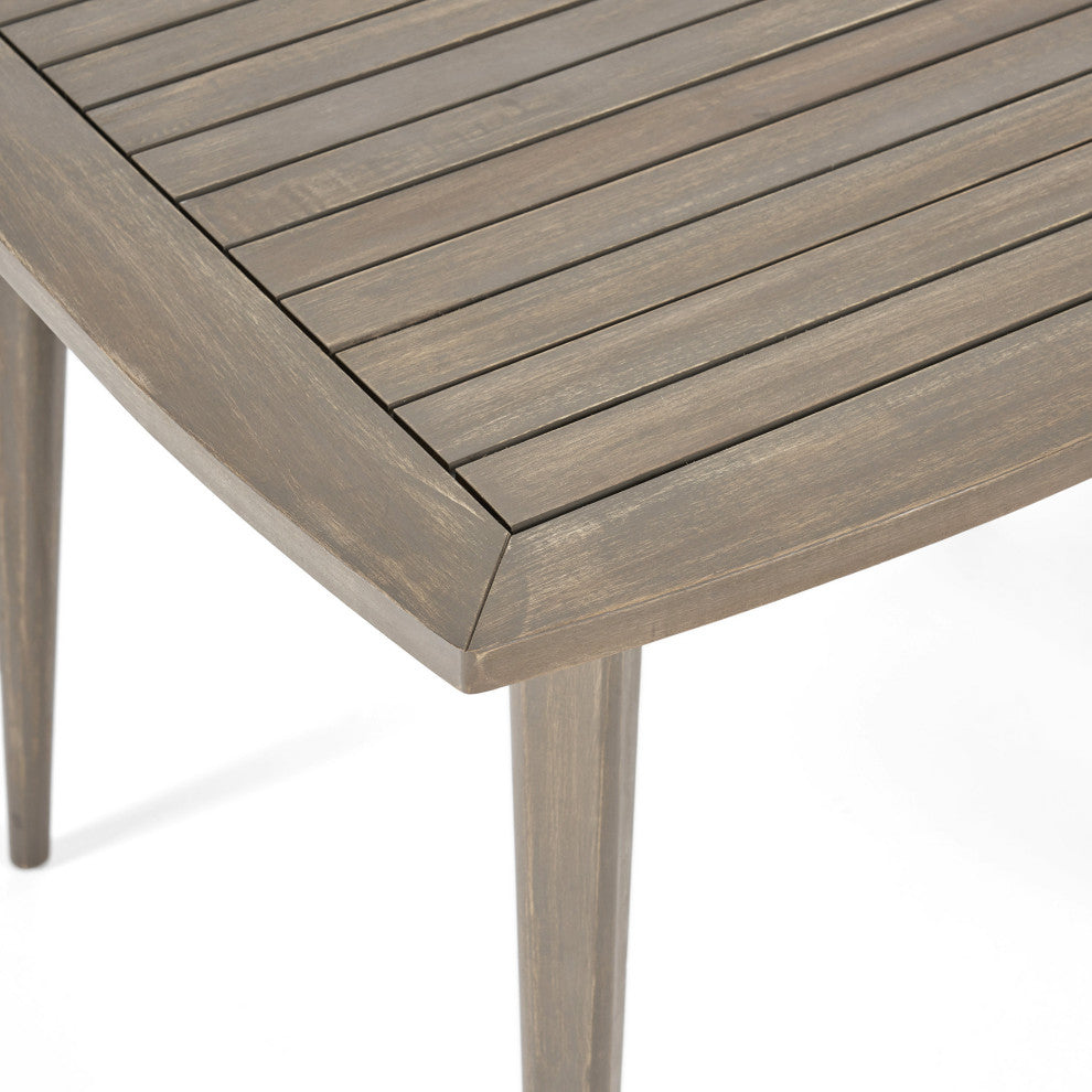 GDF Studio 5-Piece Murphy Outdoor Wood and Wicker Dining Set, Gray and Gray