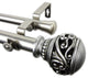 Claudia 1" Double Curtain Rod, Black, Satin Nickel, 28"-48"