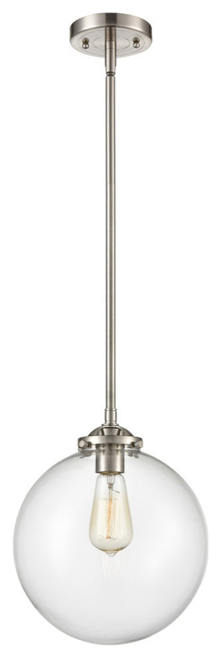 X-Large Beacon 1-Light Mini Pendant, Brushed Satin Nickel, Clear
