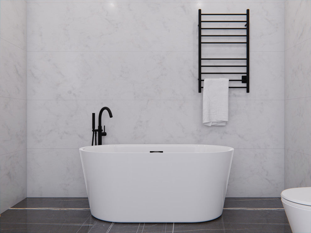 ANZZI Chand Series Freestanding Bathtub, White, 59 in.