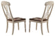 Set of 2 Wood Side Chair, Buttermilk/Oak Finish