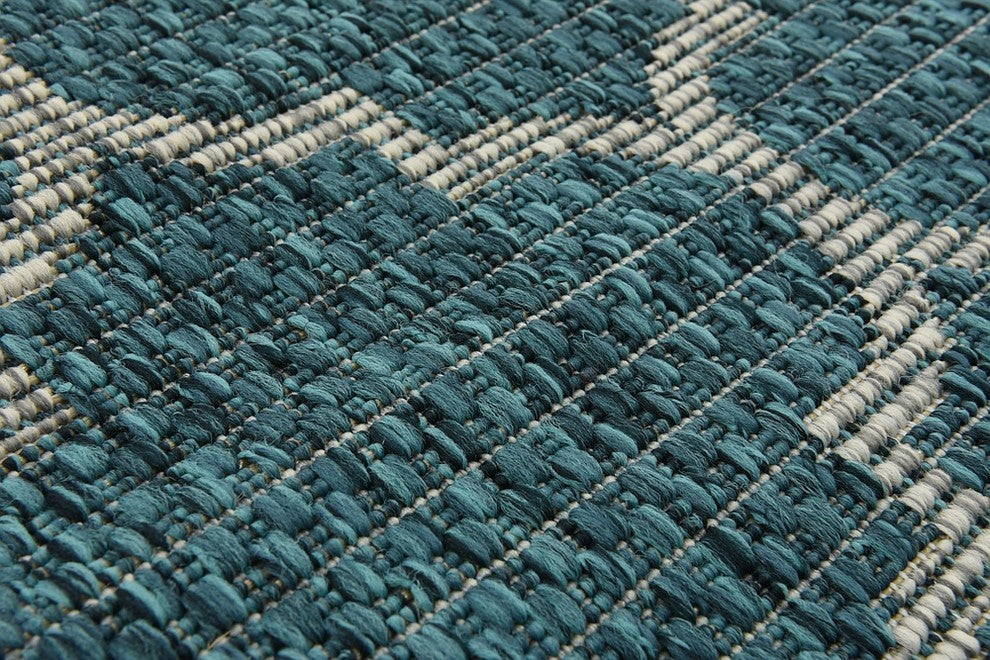Unique Loom Teal Trellis Outdoor 2' 0 x 6' 0 Runner Rug