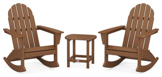 Vineyard 3-Piece Adirondack Rocking Chair Set, 18" Side Table, Teak