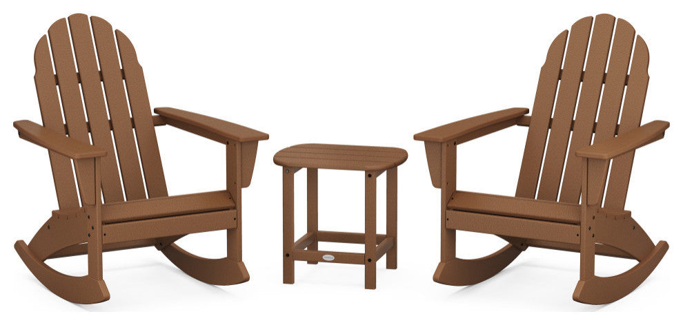 Vineyard 3-Piece Adirondack Rocking Chair Set, 18" Side Table, Teak