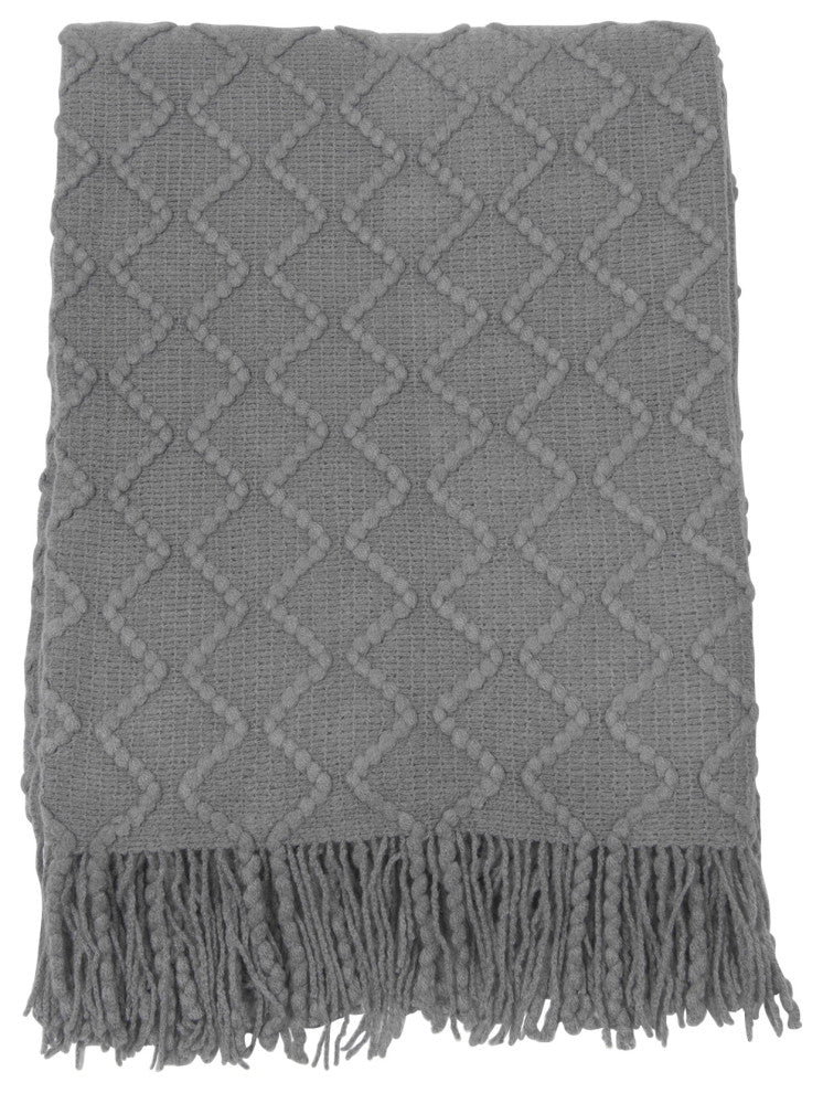 Textured Diamond Throw, Grey