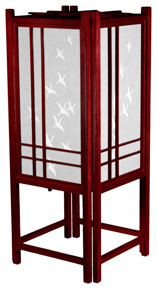 18" Cranes Shoji Lamp, Rosewood