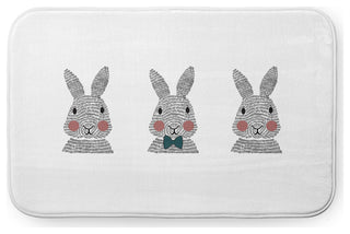 34" x 21" Bunny Triplets Bathmat, Ocean Abyss Green