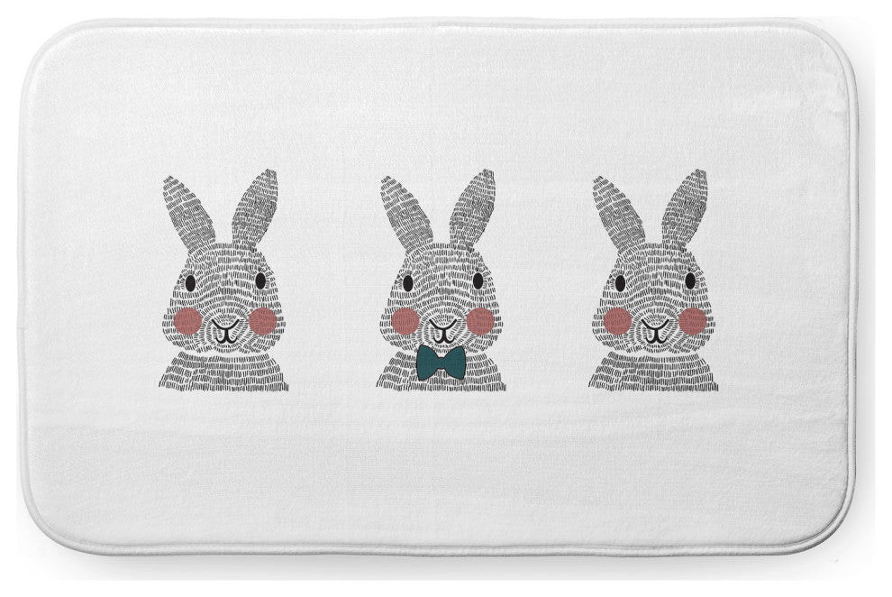 34" x 21" Bunny Triplets Bathmat, Ocean Abyss Green