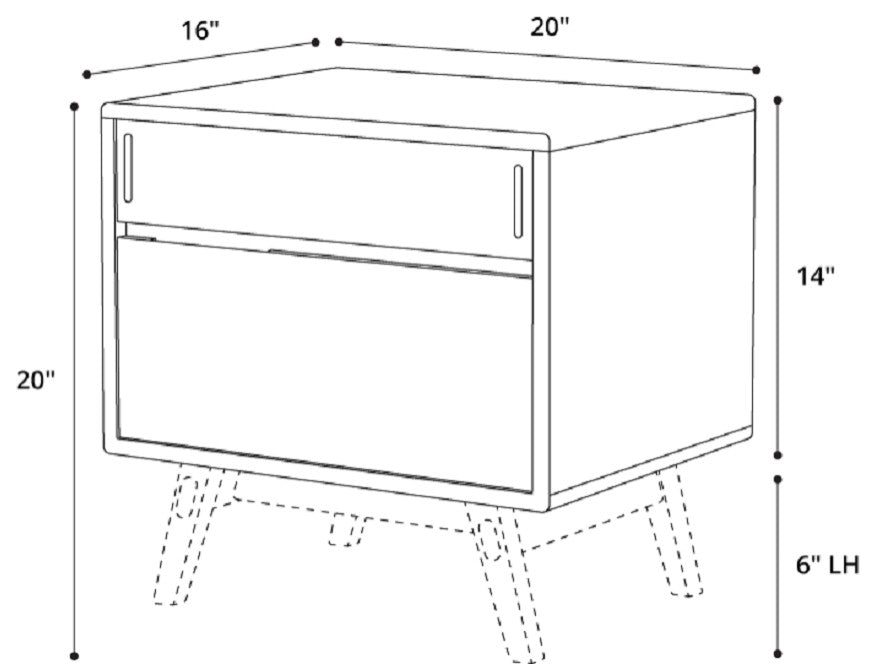 Haru Left Facing Nightstand, Black Oak