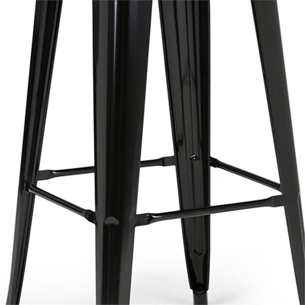 Simpli Home Rayne 30" Metal Bar Stool in Black (Set of 2)