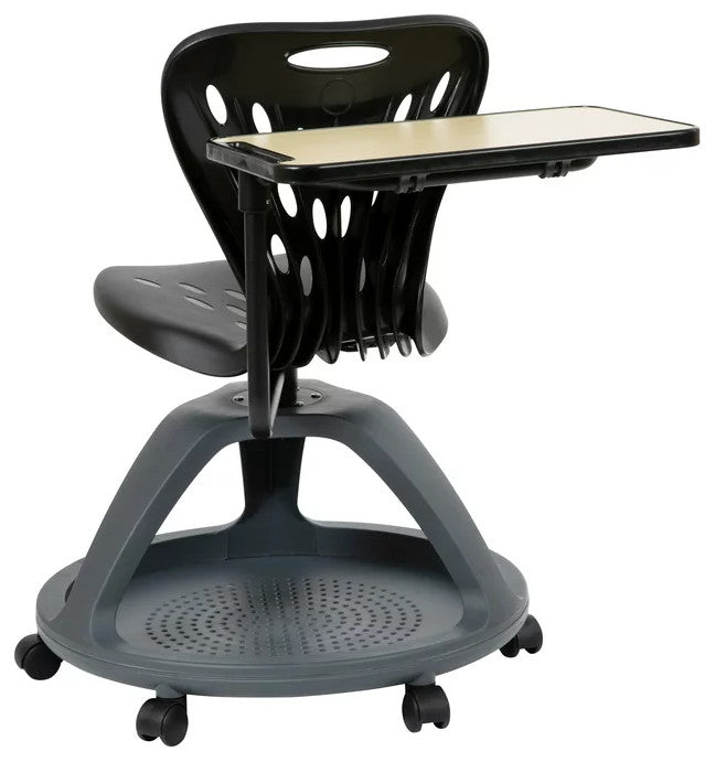 Mobile Desk Chair, Multifunctional Integrated Design With Storage Shelf, Black