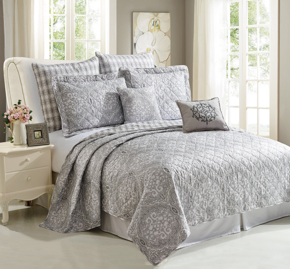 Melody Quilted 7 Piece Bed Spread Set, Melody, King