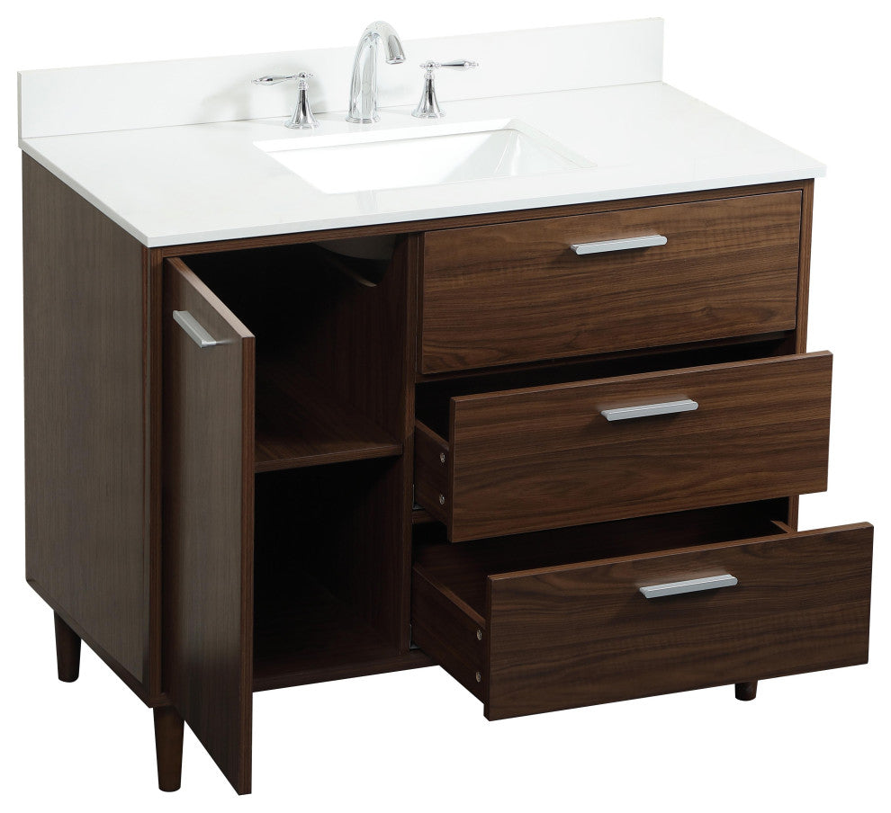 Home Living Modern Natural Oak-Light Bathroom Vanity, Walnut, 42"
