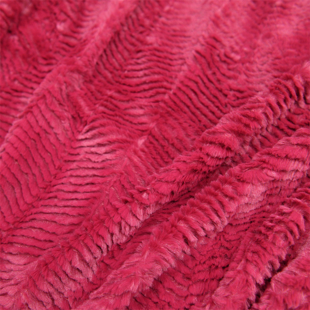 Herringbone Jumbo Over-Size Faux Fur Throw Blanket, Chili Pepper, 60" X 80"