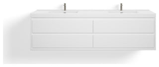 The Daria Bathroom Vanity, Glossy White, 84", Double Sink, Wall Mount