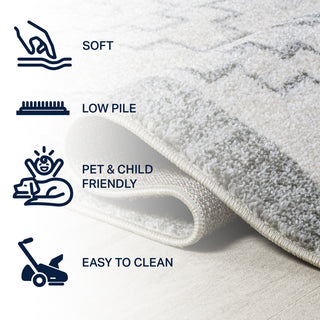 Amir Moroccan Beni Souk Rug, Cream/Gray, 8' Round