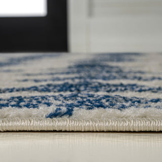 Aisha Moroccan Triangle Geometric  Cream/Navy 8 ft. x 10 ft. Area Rug