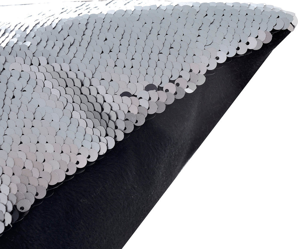 Decorative Mermaid Throw Pillow, Matte Silver/Matte Black, 18"x18"