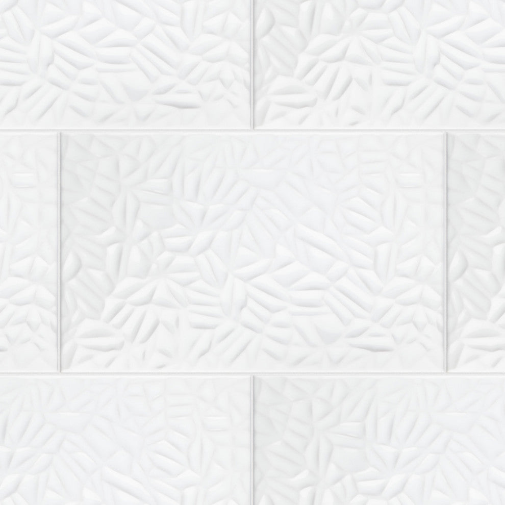 More Petal Glossy White Ceramic Wall Tile