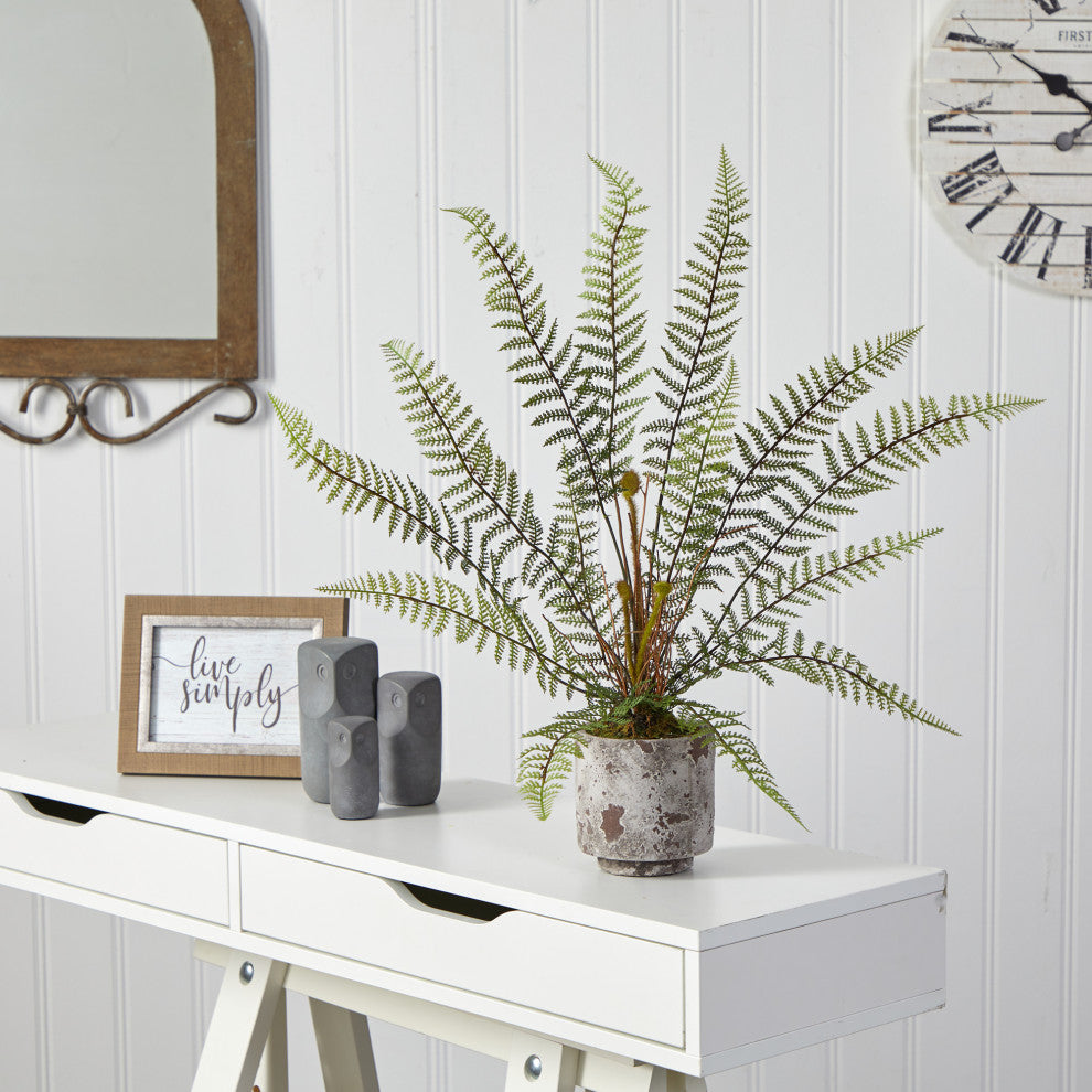 20" Fern Artificial Plant, Decorative Planter