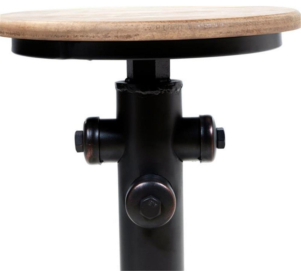 Furniture of America Zina Industrial Metal Bar Stool in Antique Black (Set of 2)