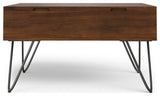 Hunter Solid Mango Wood Lift Top Square Coffee Table, Walnut