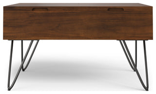 Hunter Solid Mango Wood Lift Top Square Coffee Table, Walnut