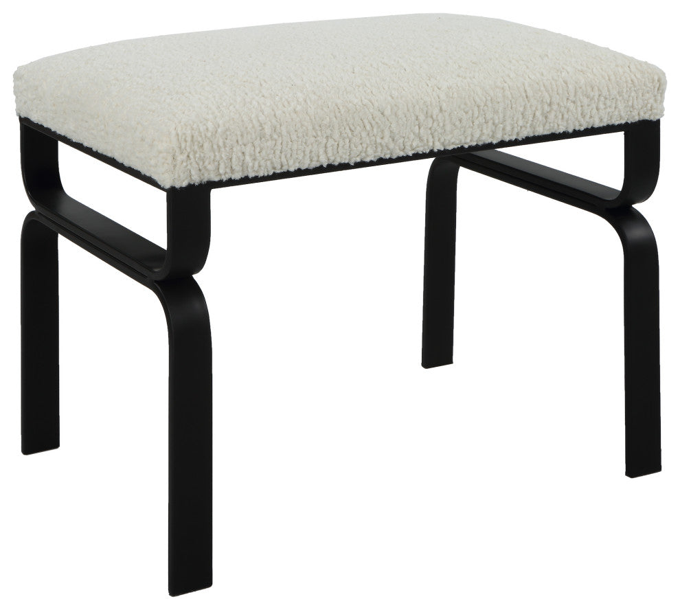 Uttermost Diverge White Shearling Small bench