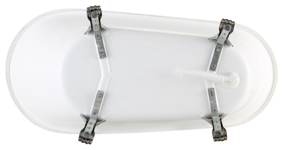 67 in. Acrylic Single Slipper Freestanding Clawfoot Soaking Bathtub in White