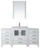 Virtu Dior 64" Single Bathroom Vanity, White, Brushed Nickel Faucet and Mirror
