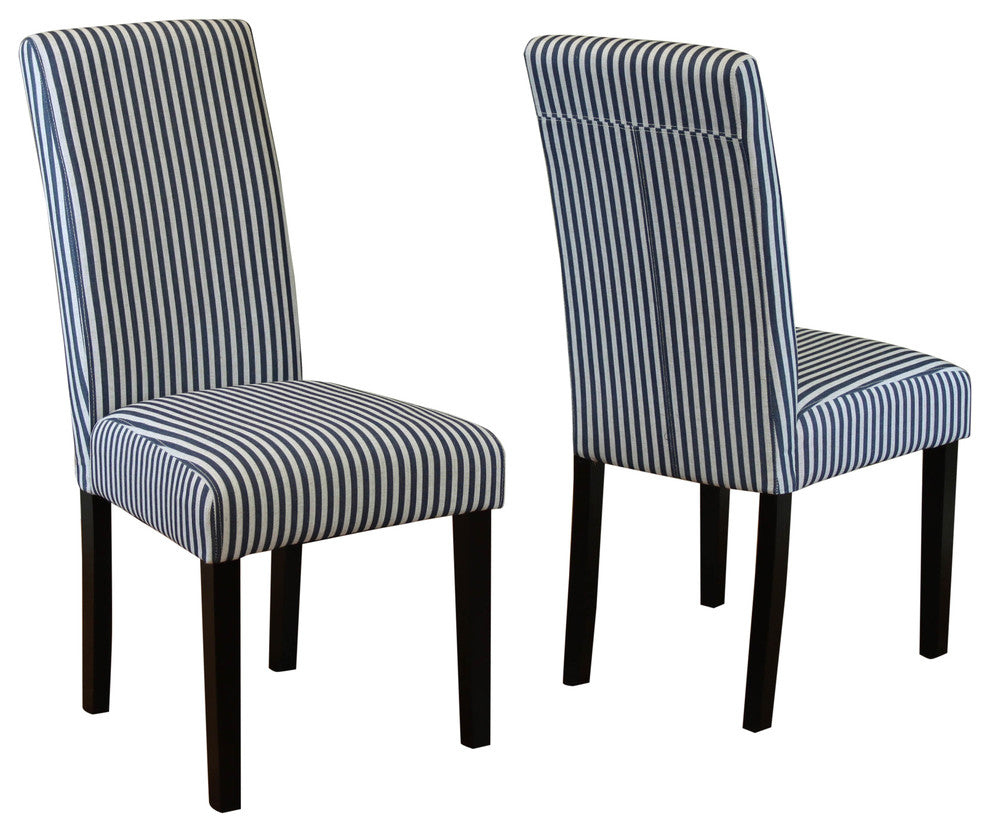 Villa Stripe Linen Dining Chairs, Set Of 2, Blue