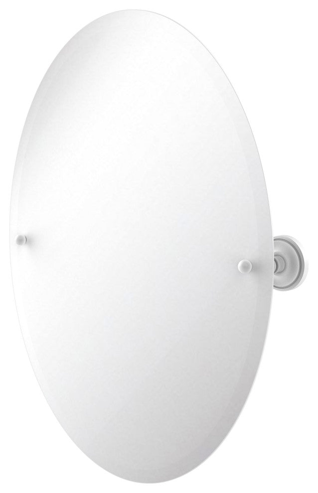 Frameless Oval Beveled Edge Tilt Mirror, Matte White