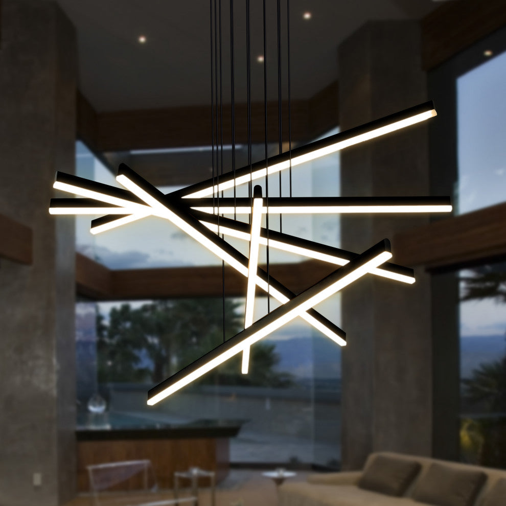 32" ETL Certified Integrated LED Pendant Lighting Fixture, Black VMP25060BL