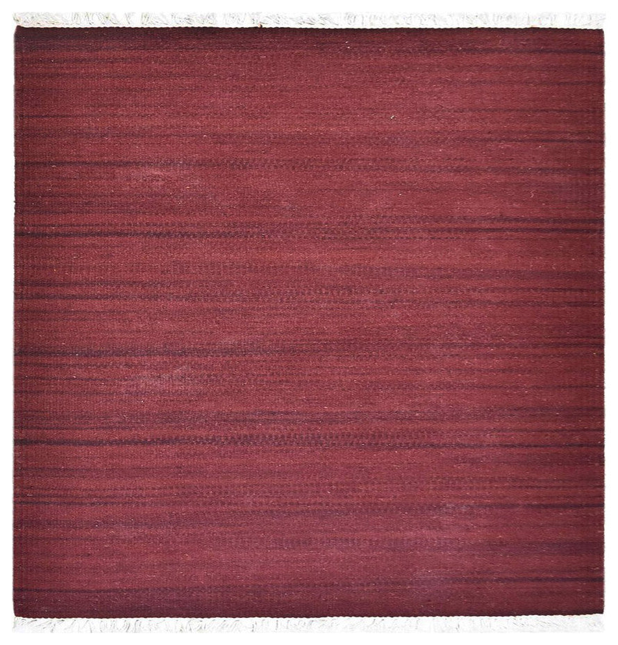 HAND WOVEN FLAT WEAVE KILIM WOOL ECO-FRIENDLY AREA RUGS-Solid,Dark Red