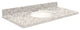 Quartz 25"x22" Vanity Top, White Bowl, Almond Delite, 4" Centerset
