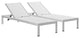 Shore Chaise Outdoor Patio Aluminum Set of 2 EEI-2472-SLV-WHI-SET