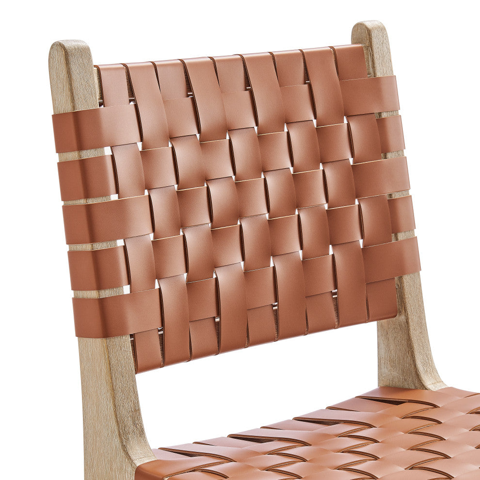 Marco Faux Leather Counter Stool Drift Wood Frame, Ochre Brown